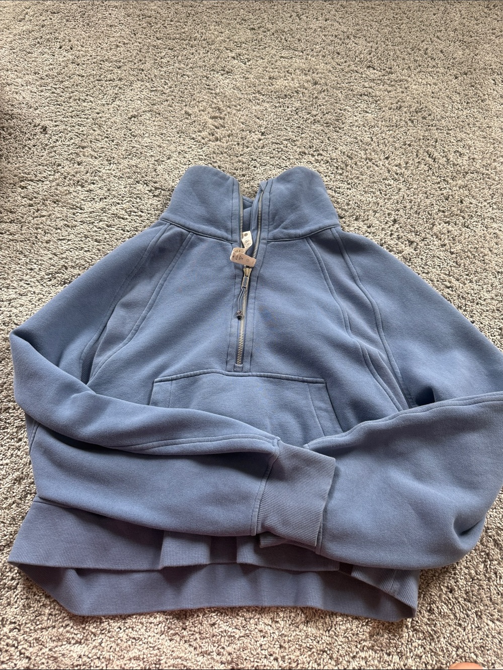 Half-Zip Pullover scuba Sweatshirt in Dusty Blue
